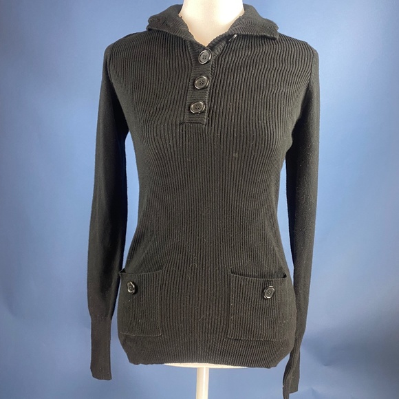 PattyBoutik Black Button Sweater - Small - Picture 2 of 9